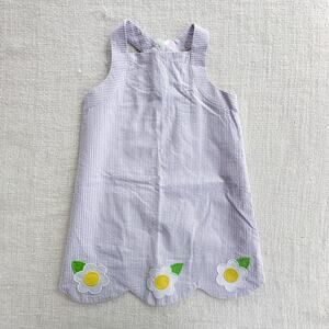 Florence Eiseman Purple Seersucker Flower Applique Dress EUC 4T
